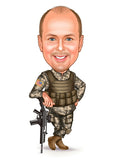 Politi & Militær tema49 (1 person) - karikaturtegning efter dine fotos