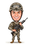 Politi & Militær tema31 (1 person) - karikaturtegning efter dine fotos
