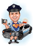 Politi & Militær tema13 (1 person) - karikaturtegning efter dine fotos