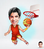 Basket tema (1 person) - karikaturtegning efter dine fotos - Just Karikatur