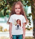 Personlig t-shirt med pige (1 person) karikatur5 tryk - karikatur efter dine billeder