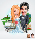 Bryllupspar tema2 (2 personer) - karikaturtegning efter dine fotos