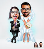 Bryllupspar tema11 (2 personer) - karikaturtegning efter dine fotos - Just Karikatur
