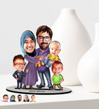 Personlig familie6 med (5 personer) med print - karikatur efter dine billeder