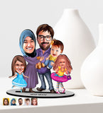Personlig familie7 med (5 personer) med print - karikatur efter dine billeder