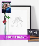 Baby & børn - line art tegning efter dine fotos