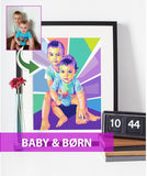 Baby & børn - pop art tegning efter dine fotos Just Karikatur