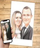 Diamantbryllupsgave - Karikaturtegning efter dine fotos - Just Karikatur