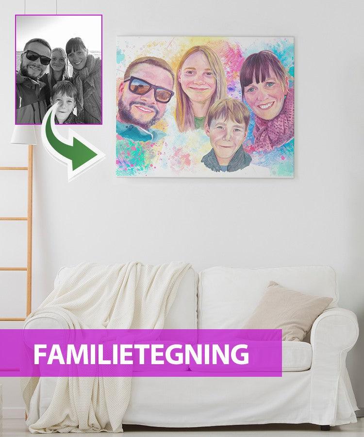 Familietegning - Vandmaleri efter dine fotos Just Karikatur