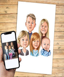 Familietegning - karikaturtegning efter dine fotos - Just Karikatur