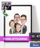 Familietegning - karikaturtegning efter dine fotos - Just Karikatur