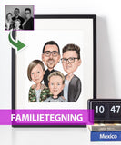 Familietegning - karikaturtegning efter dine fotos