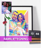 Familietegning - pop art tegning efter dine fotos