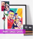 Fars dags gave - pop art tegning efter dine fotos Just Karikatur