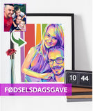 Fødselsdagsgave - pop art tegning efter dine fotos