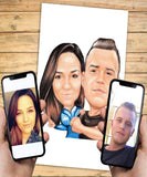 Forlovelsesgave - karikaturtegning efter dine fotos - Just Karikatur