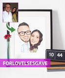 Forlovelsesgave - karikaturtegning efter dine fotos - Just Karikatur