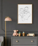 Forlovelsesgave - line art tegning efter dine fotos - Just Karikatur