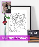 Forlovelsesgave - line art tegning efter dine fotos Just Karikatur