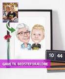 Gave til bedsteforældre - karikaturegning efter dine fotos Just Karikatur