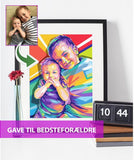Gave til bedsteforældre - pop art tegning efter dine fotos - Just Karikatur