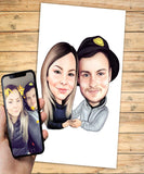 Julegave - karikaturtegning efter dine fotos - Just Karikatur