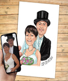 Kobberbryllup - karikaturtegning efter dine fotos - Just Karikatur