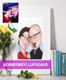Kobberbryllup - karikaturtegning efter dine fotos - Just Karikatur