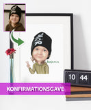 Konfirmationsgave - karikaturtegning efter dine fotos - Just Karikatur
