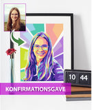 Konfirmationsgave - pop art tegning efter dine fotos Just Karikatur