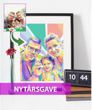 Nytårsgave - pop art tegning efter dine fotos