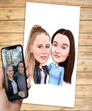 Polterabend - karikaturtegning efter dine fotos - Just Karikatur