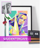 Studentergave - pop art tegning efter dine fotos Just Karikatur