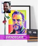 Svendegave - pop art tegning efter dine fotos Just Karikatur