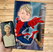 Spiderman - karikaturtegning efter dine fotos