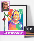 Værtindegave - pop art tegning efter dine fotos Just Karikatur