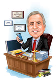 Jurist tema2 (1 person) - karikaturtegning efter dine fotos - Just Karikatur