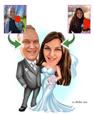 Bryllupspar tema6 (2 personer) - karikaturtegning efter dine fotos