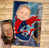 Spiderman - karikaturtegning efter dine fotos - Just Karikatur