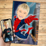 Spiderman - karikaturtegning efter dine fotos - Just Karikatur