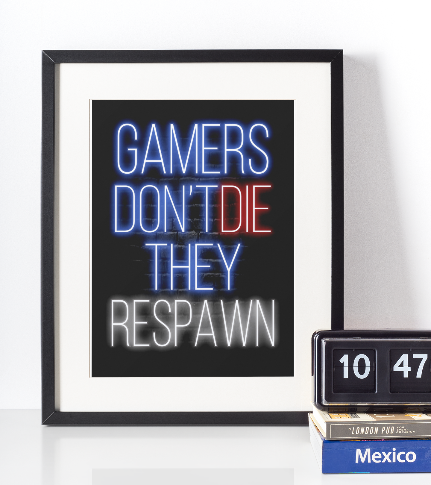 Neon Plakat - Gamers dont die they respawn